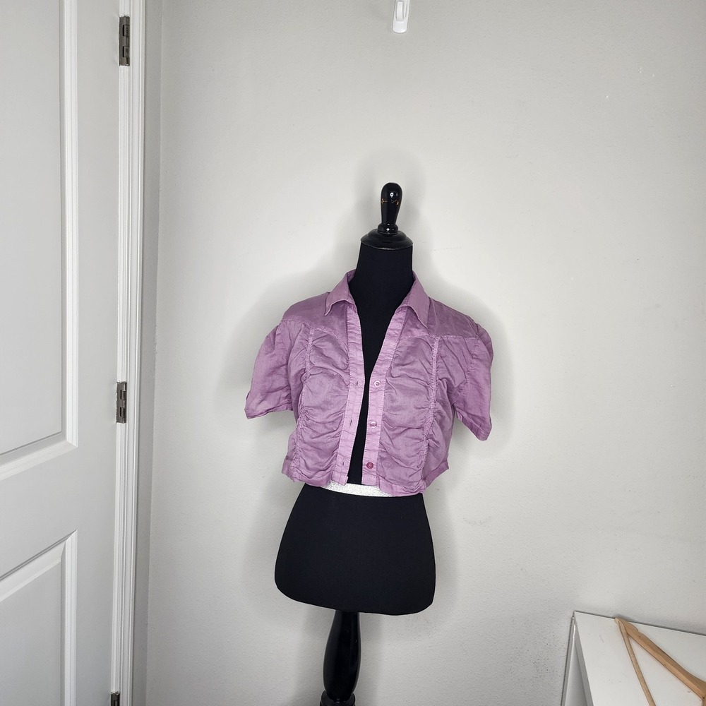 Cropped Button Up Top Size S Lilac Preppy Academia Punk
